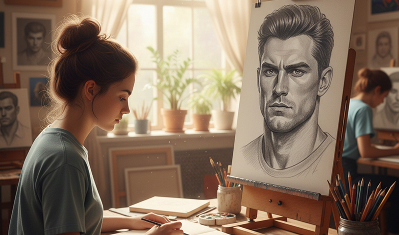 Отличительные признаки мужской головы в фас